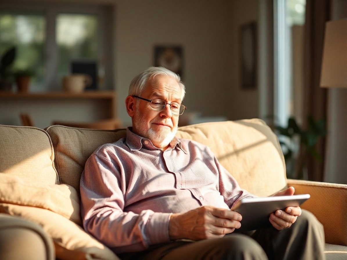 Older patient on a video call with their therapist
